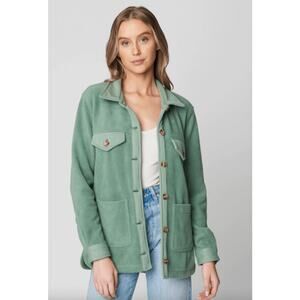 BlankNYC Sherpa Long Sleeve Shacket Jacket Women's Size S Diamond Hands Outdoor